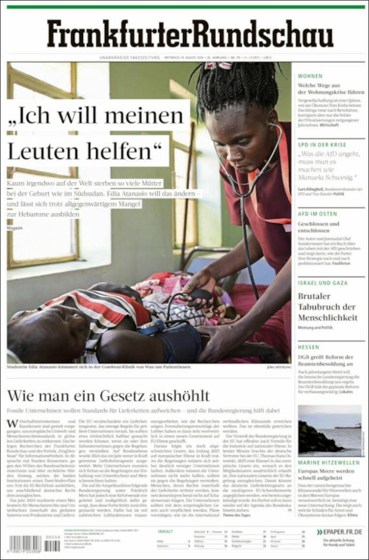 Portada de Frankfurter Rundschau (Alemania)