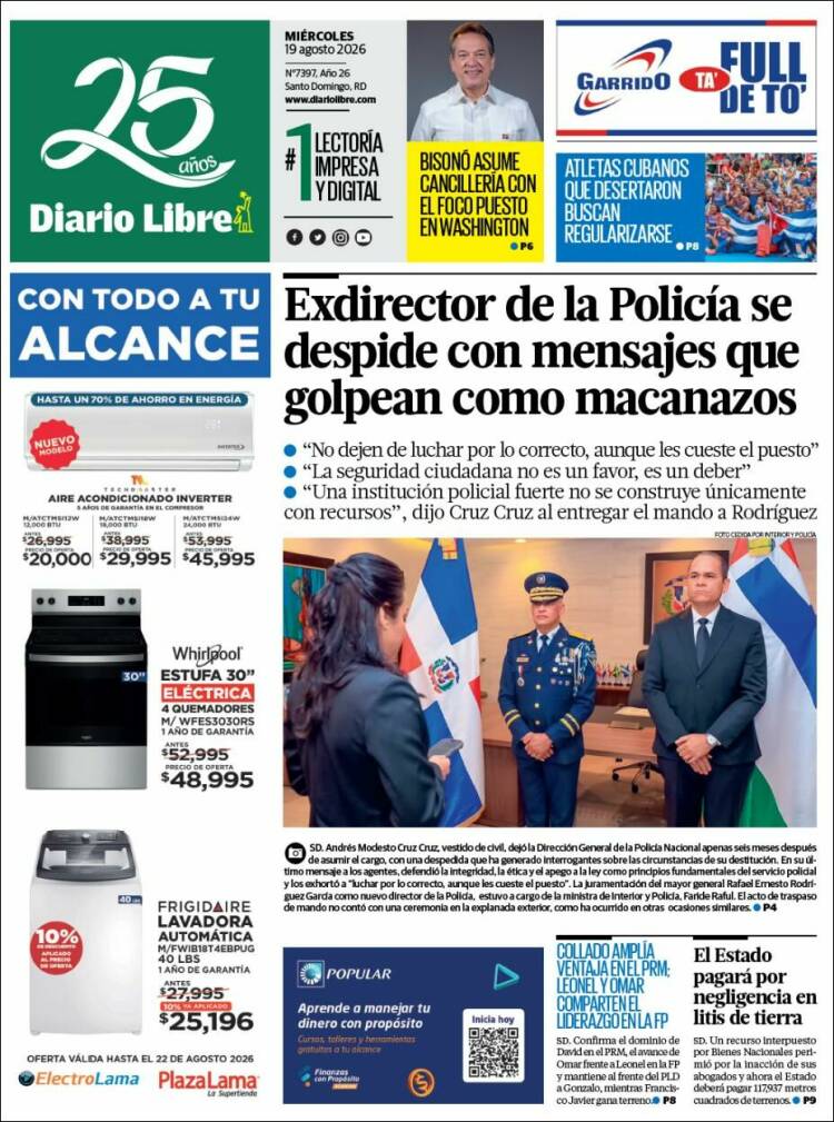 Portada de Diario Libre (R. Dominicana)