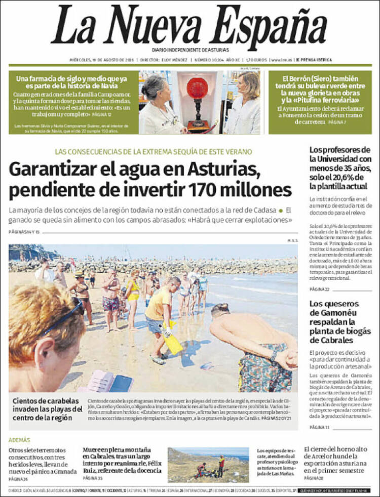 Portada de La Nueva España (Espa&ntilde;a)