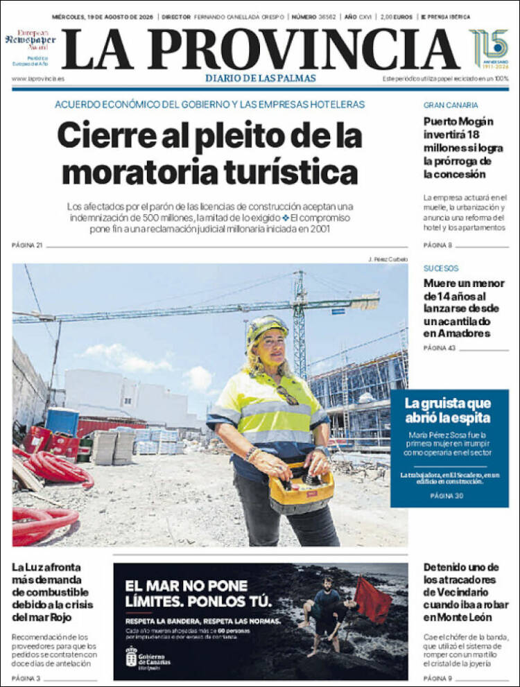 Portada de La Provincia (Spain)