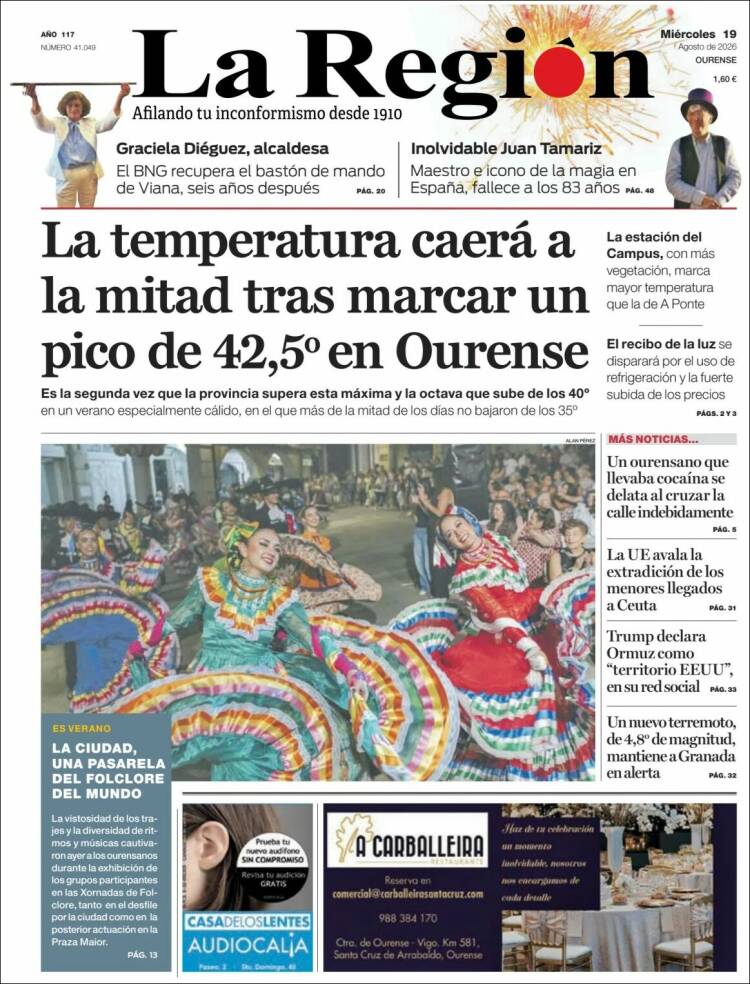 Portada de La Región de Ourense (Espa&ntilde;a)