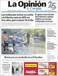 Portada de La Opinión de A Coruña (Espa&ntilde;a)