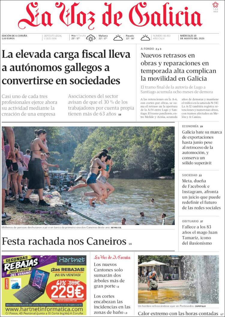 Portada de La Voz de Galicia (Espa&ntilde;a)