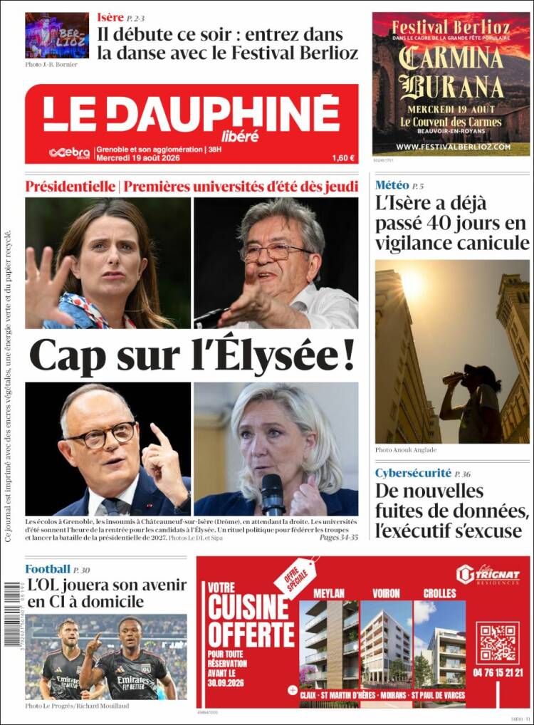 Portada de Le Dauphiné Libéré (Francia)
