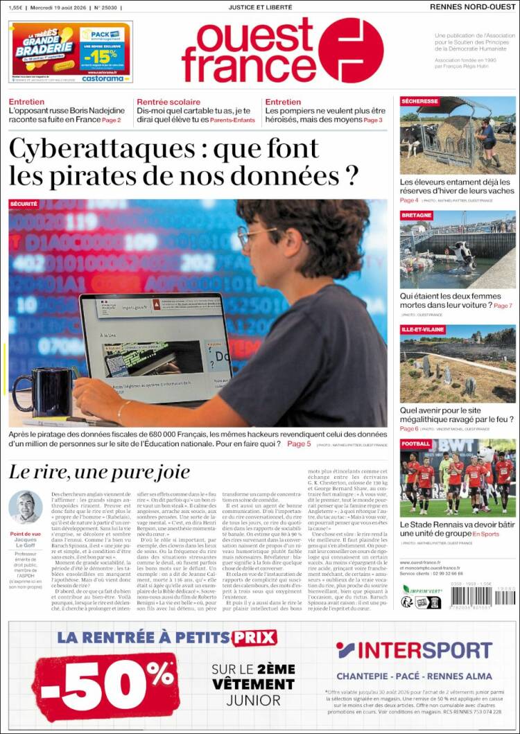 Portada de Ouest France (Francia)
