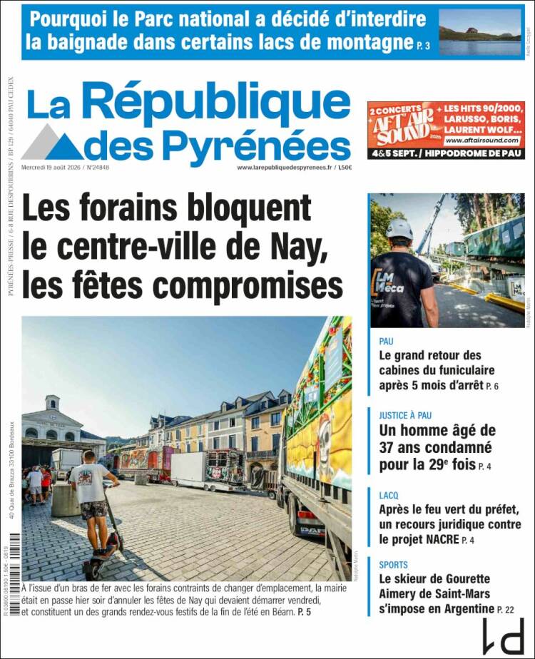 Portada de La République des Pyrénées (Francia)