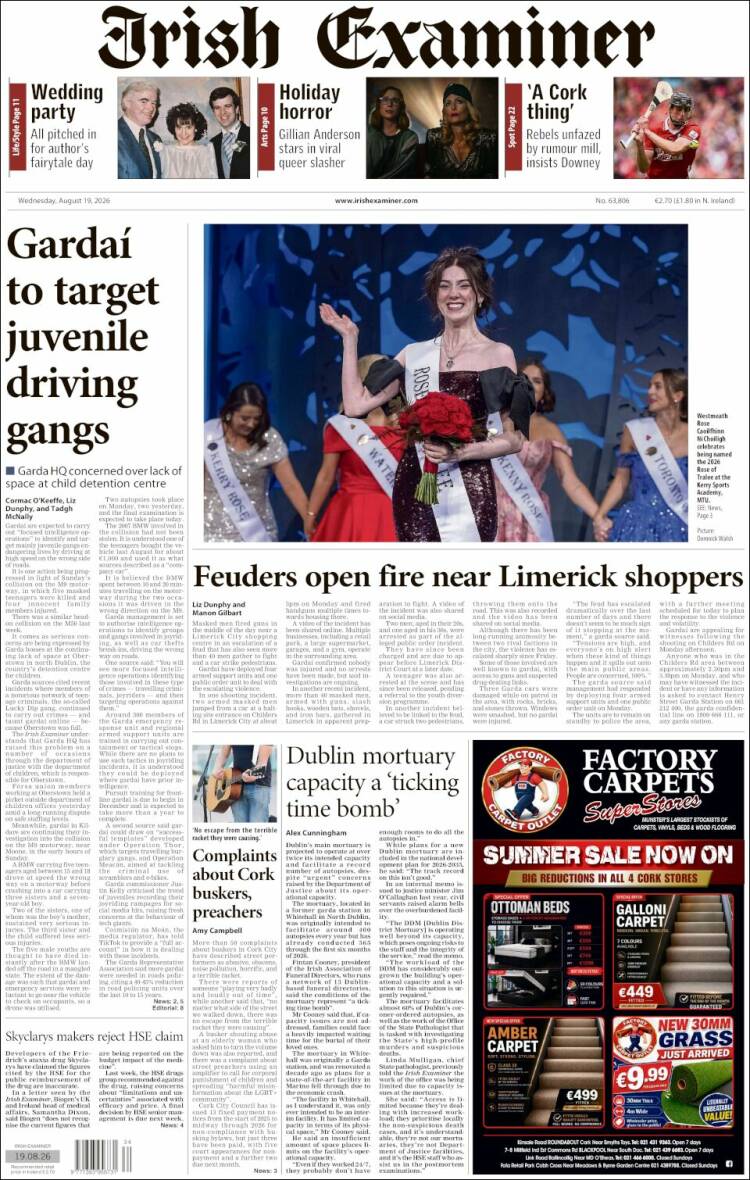 Portada de Irish Examiner (Irlanda)