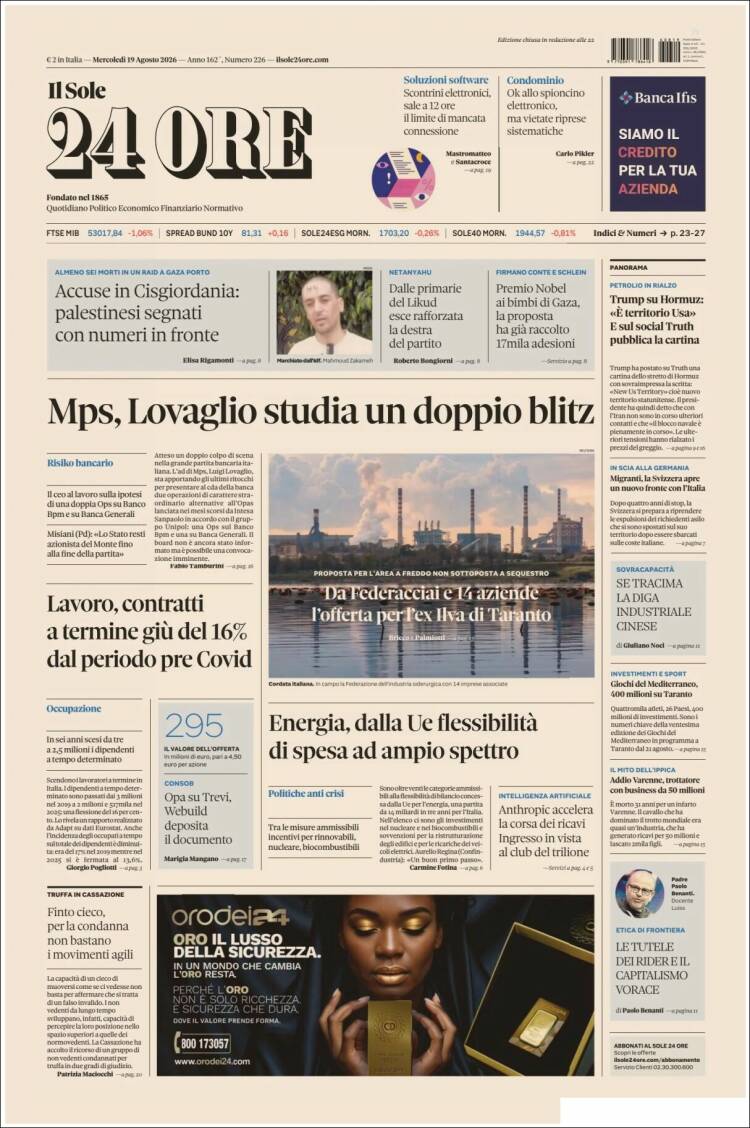 Portada de Il Sole 24 ORE (Italia)
