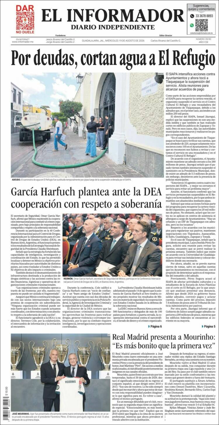 Portada de El Informador (M&eacute;xico)