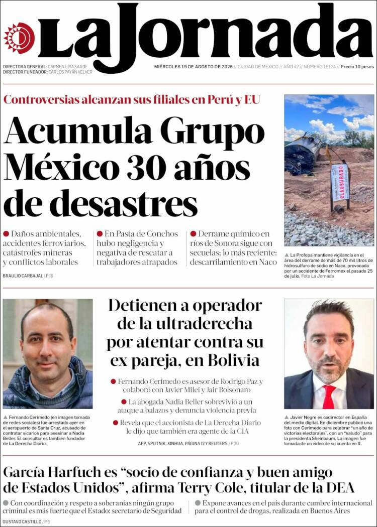 Portada de La Jornada (M&eacute;xico)