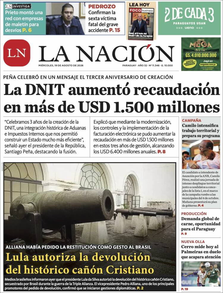 Portada de La Nación (Paraguay)