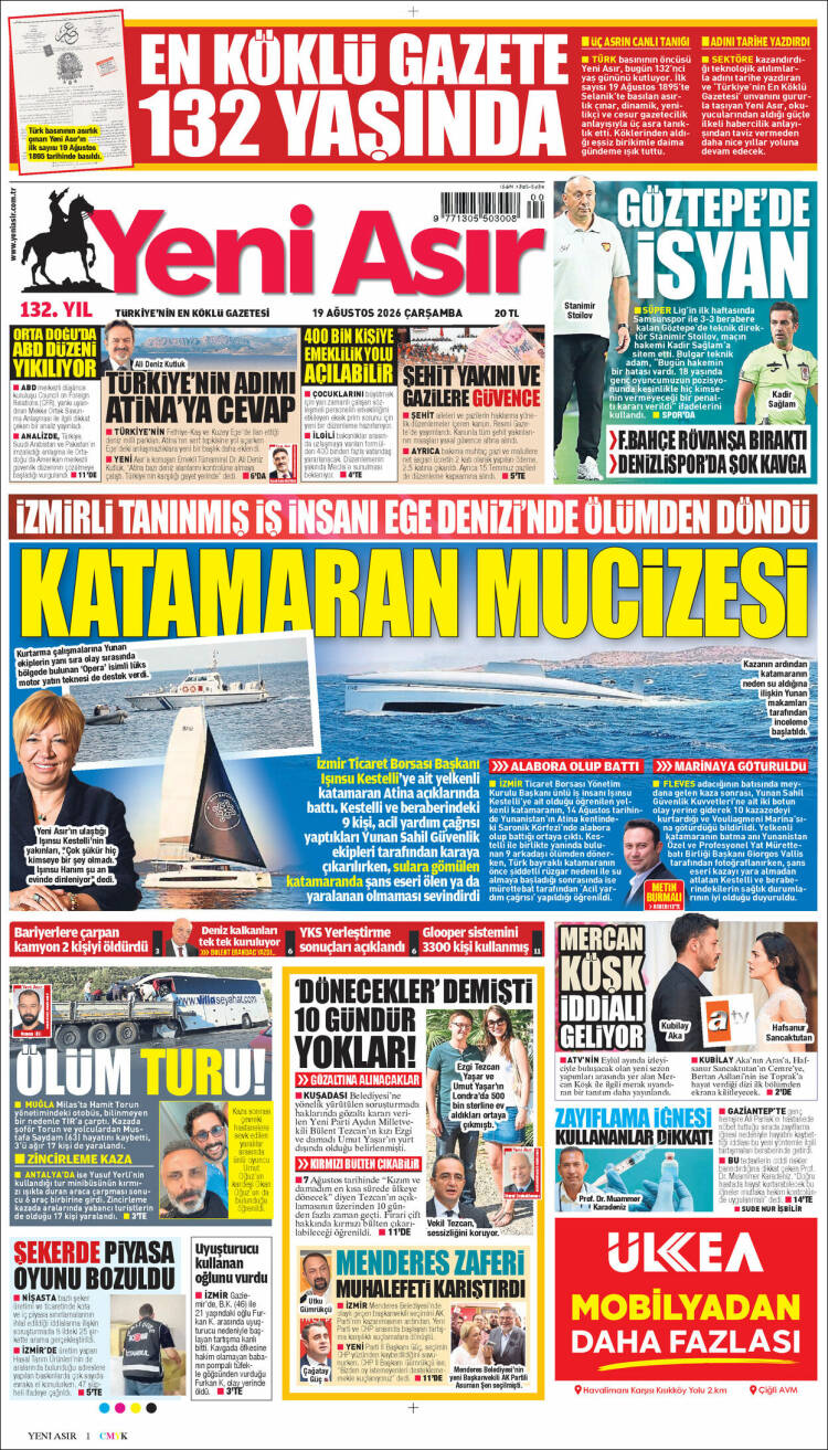 Portada de Yeni Asır (Turqu&iacute;a)