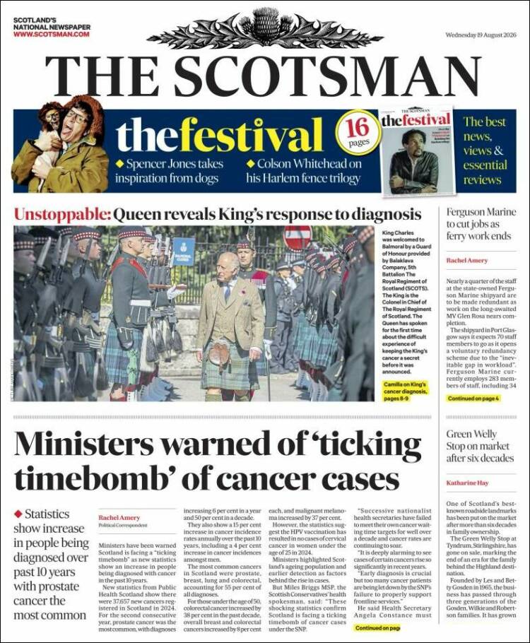 Portada de The Scotsman (Reino Unido)