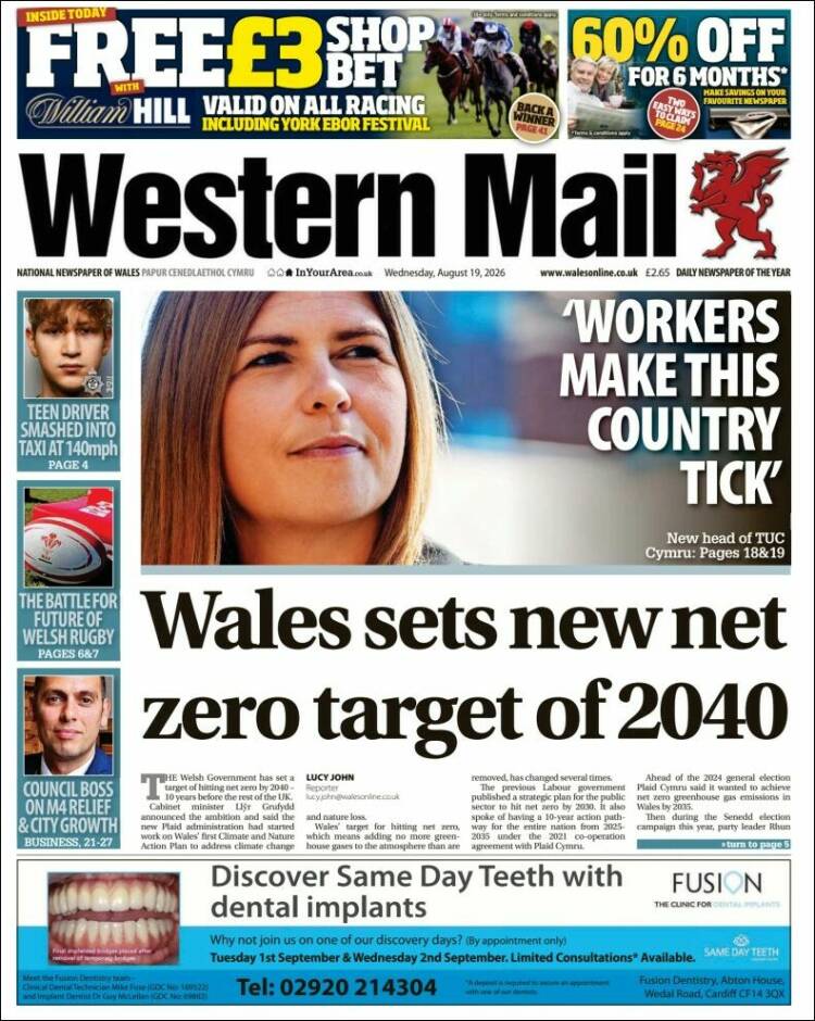 Portada de Western Mail (United Kingdom)