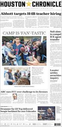 Portada de Houston Chronicle (USA)
