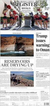 Portada de The Orange County Register (USA)