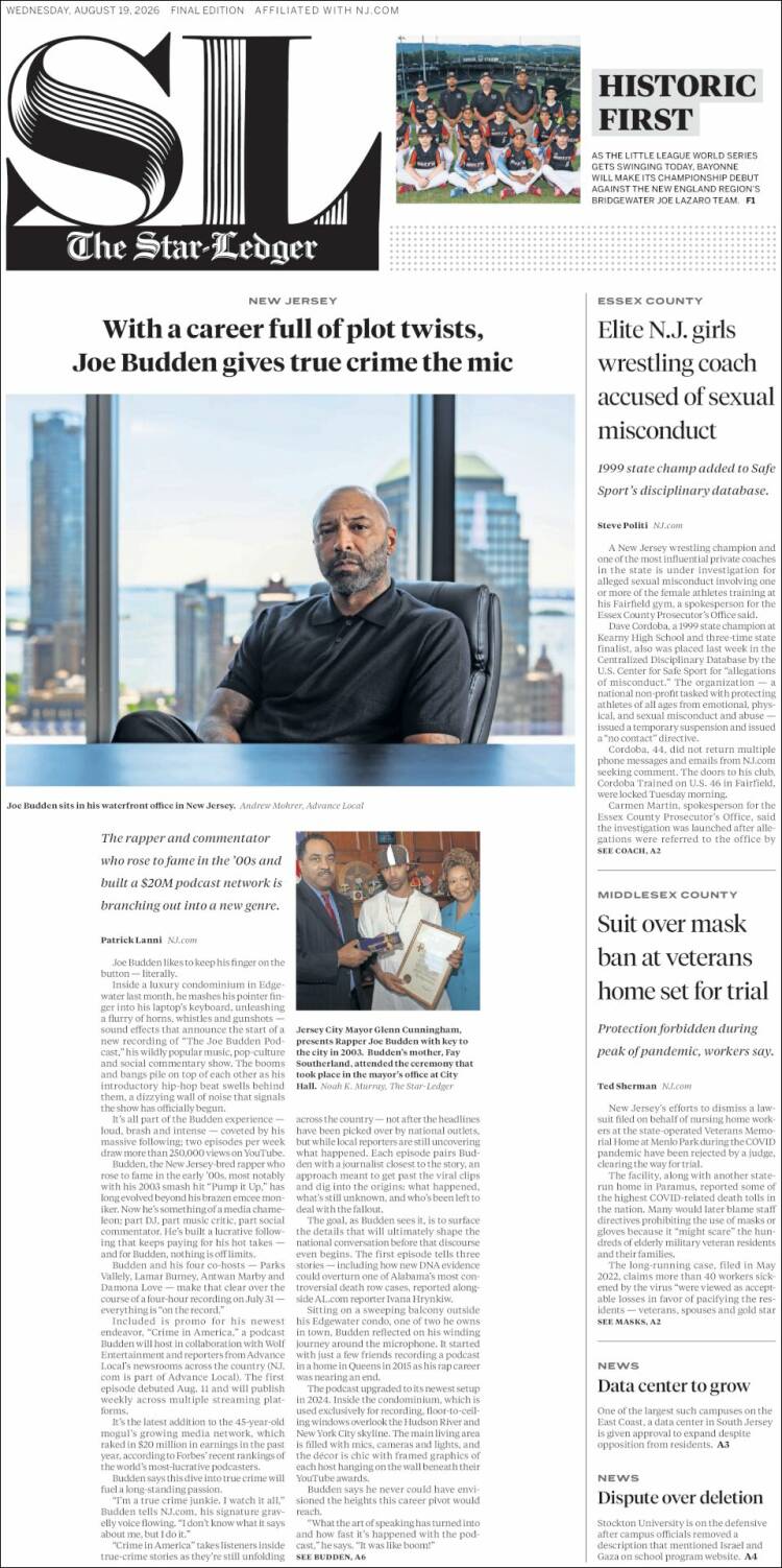 Portada de Star-Ledger (USA)