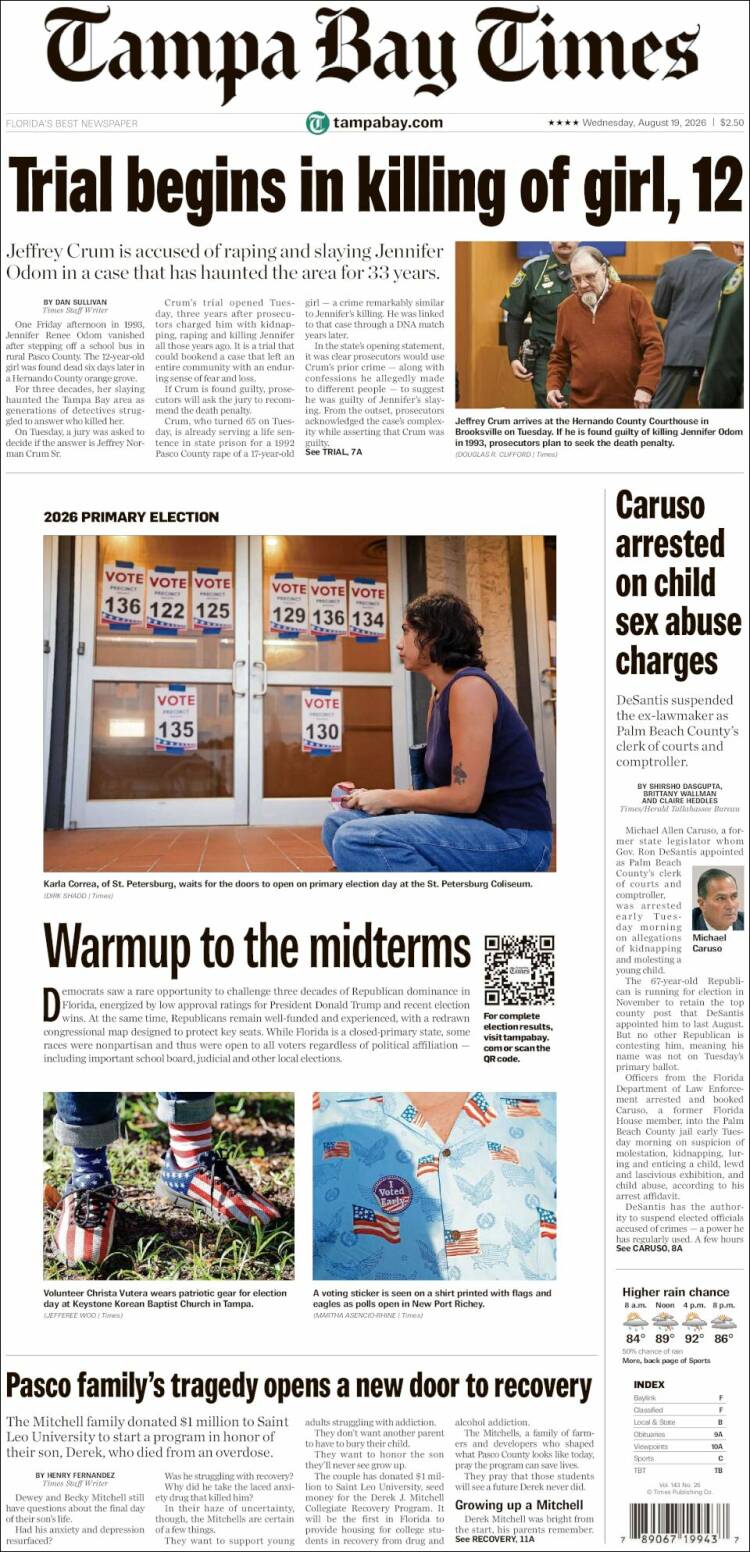Portada de Tampa Bay Times (USA)