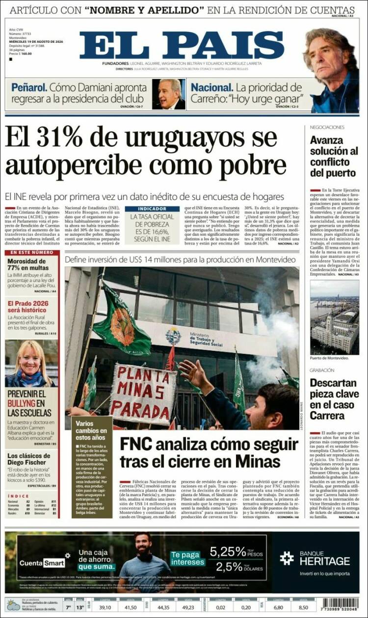 Portada de El País (Uruguay)
