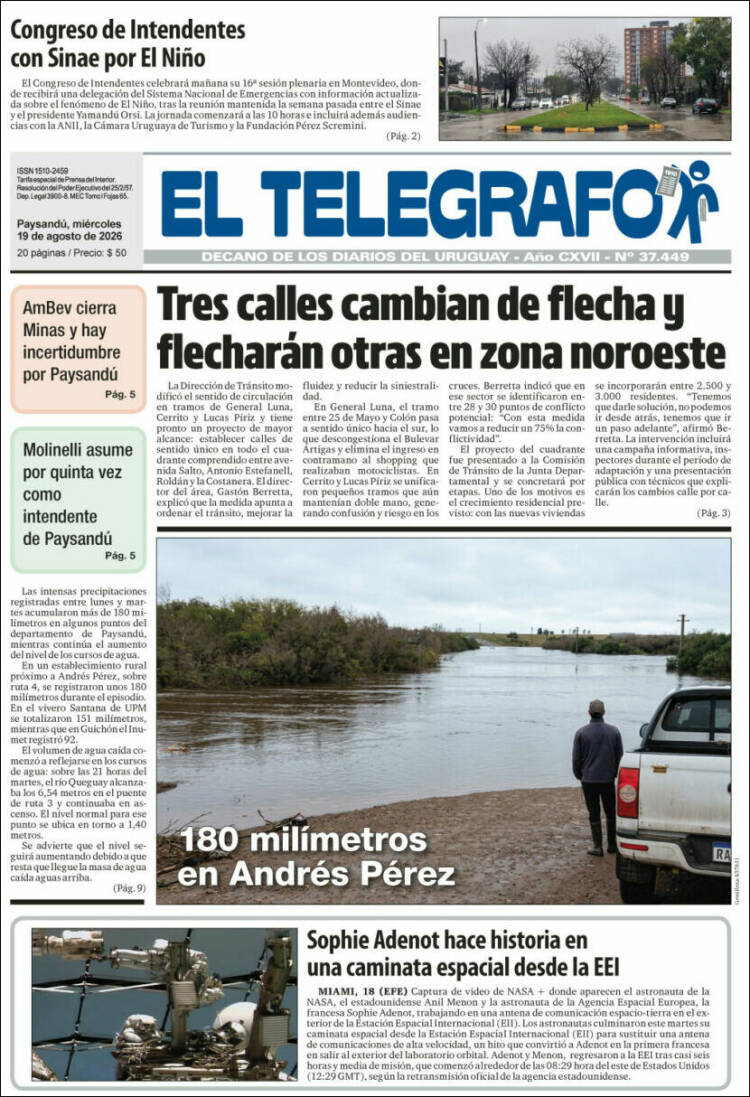 Portada de El Telégrafo (Uruguay)