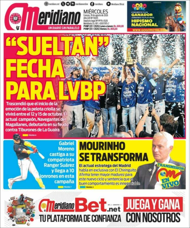 Portada de Meridiano (Venezuela)