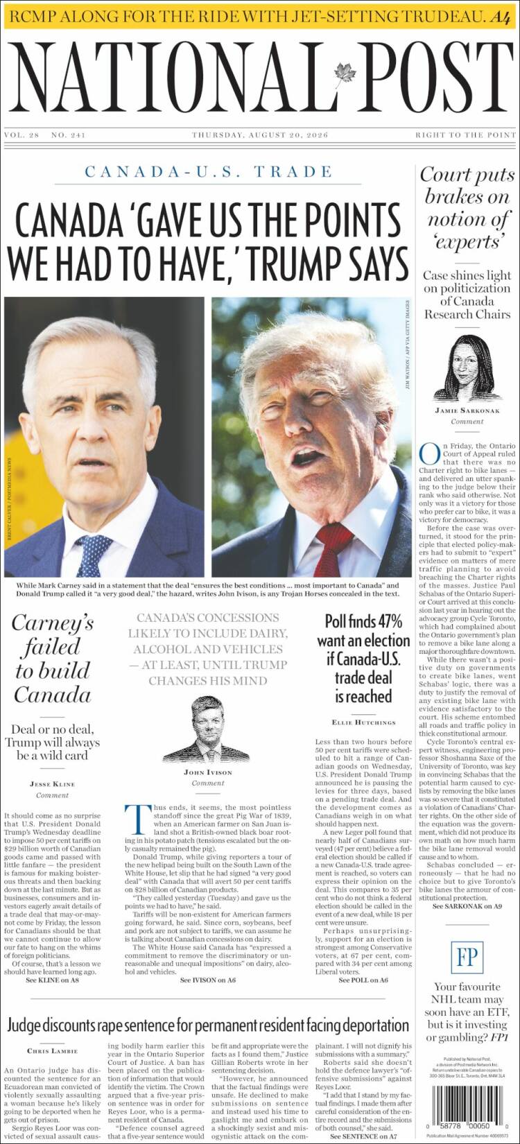 Portada de The National Post (Canad&aacute;)