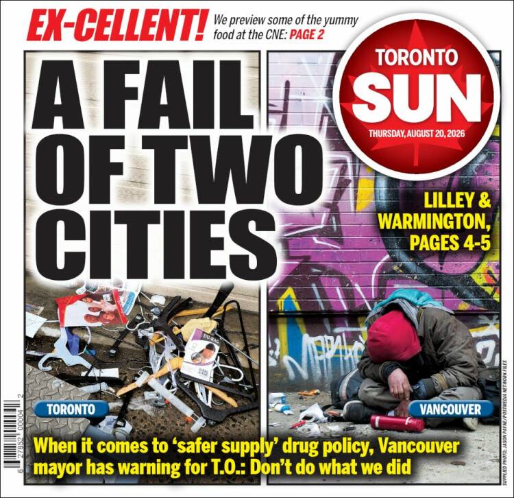 Portada de The Toronto Sun (Canad&aacute;)