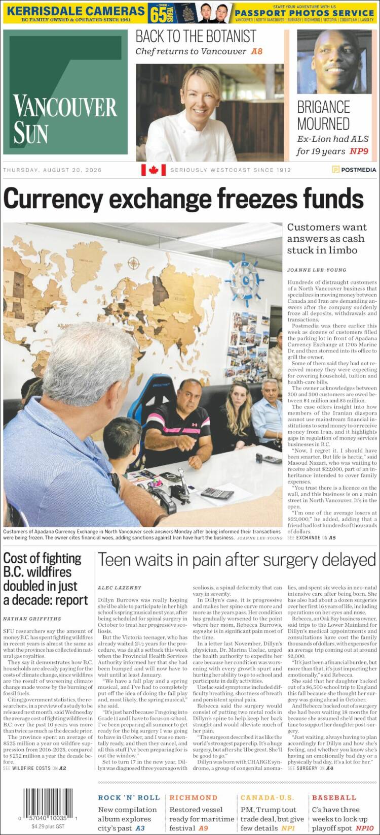 Portada de The Vancouver Sun (Canad&aacute;)