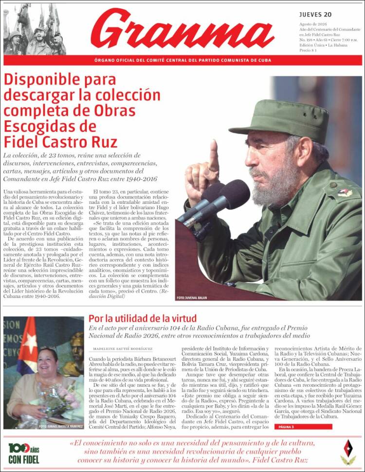 Portada de Granma (Cuba)