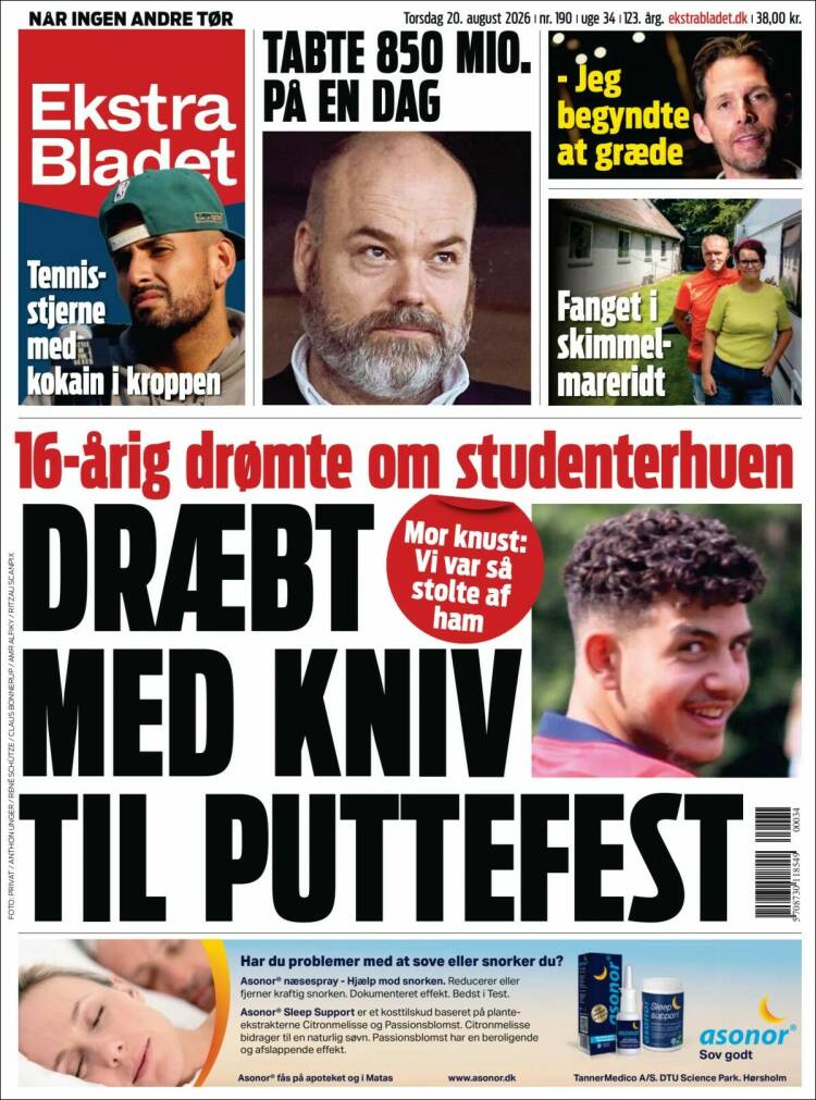 Portada de Ekstra Bladet (Dinamarca)