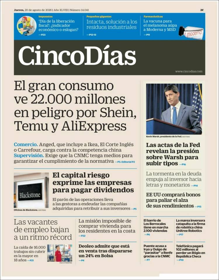 Portada de Cinco Días (Espa&ntilde;a)