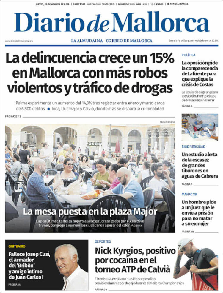 Portada de Diario de Mallorca (Espa&ntilde;a)