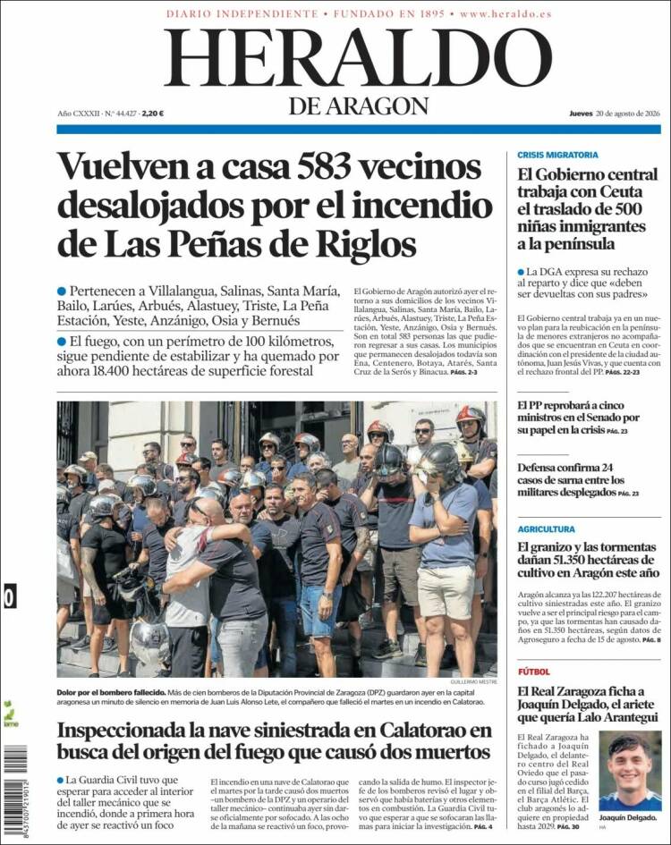 Portada de Heraldo de Aragón (Espa&ntilde;a)