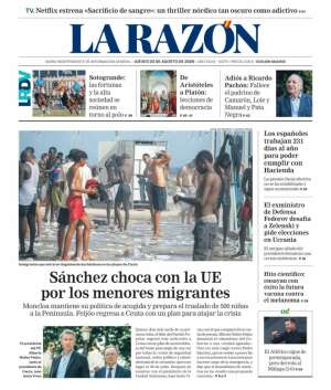 Portada de La Razón de hoy