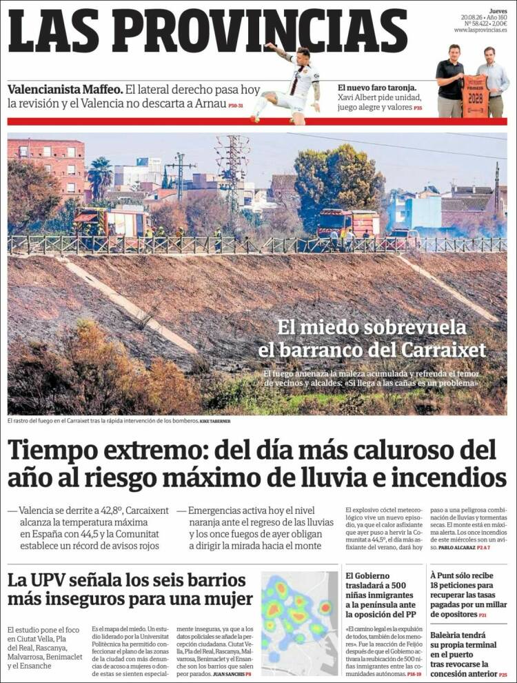 Portada de Las Provincias (Espa&ntilde;a)