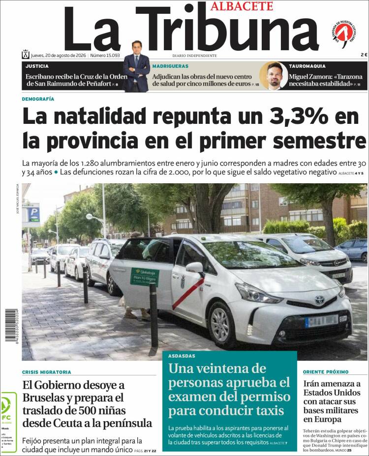 Portada de La Tribuna de Albacete (Espa&ntilde;a)