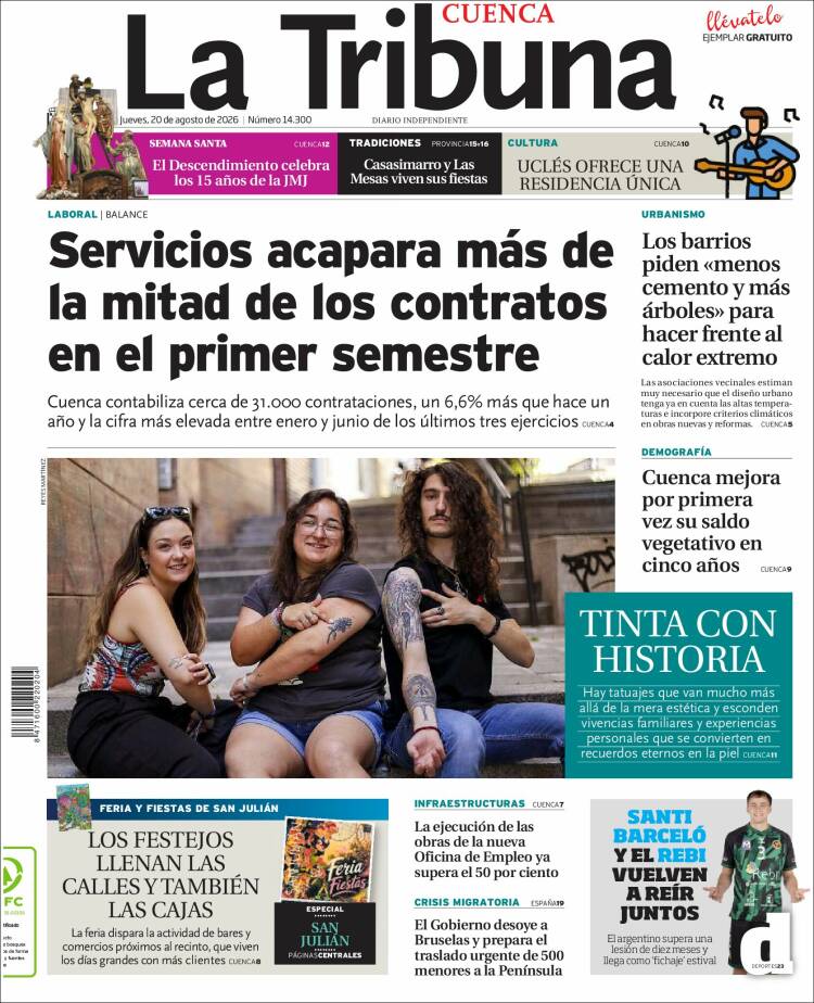 Portada de La Tribuna de Cuenca (Espa&ntilde;a)