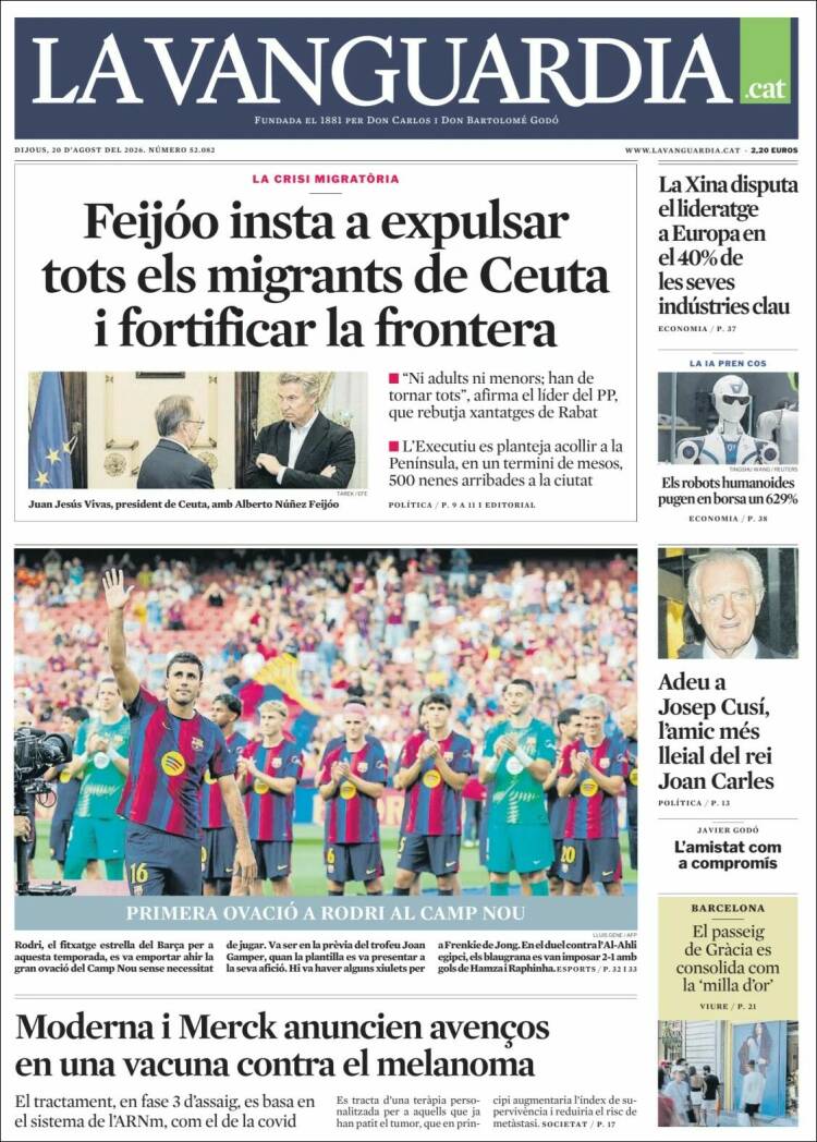 Portada de La Vanguardia (Espa&ntilde;a)