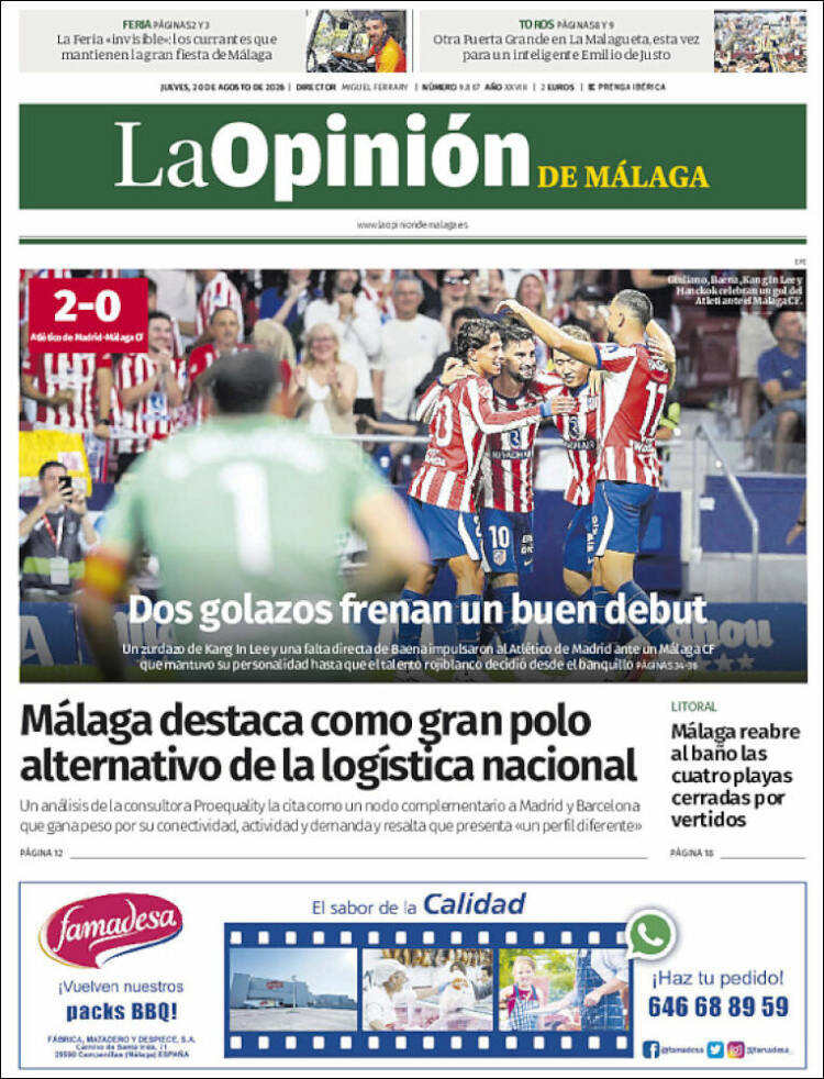 Portada de La Opinión de Málaga (Espa&ntilde;a)