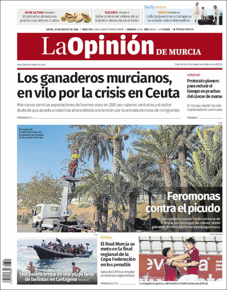 Portada de La Opinión de Murcia (Espa&ntilde;a)