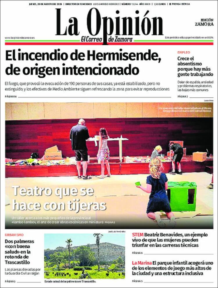Portada de La Opinión - El Correo de Zamora (Espa&ntilde;a)
