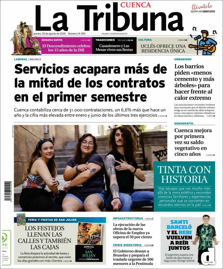 Portada de La Tribuna de Cuenca (Espa&ntilde;a)