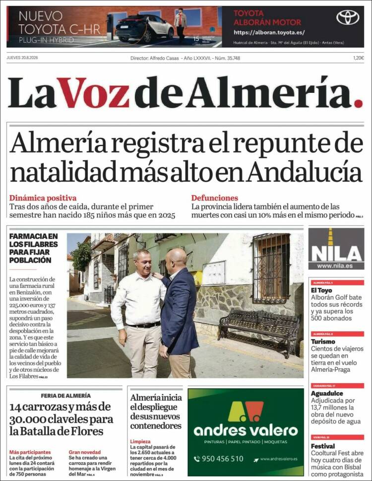 Portada de La Voz de Almería (Espa&ntilde;a)