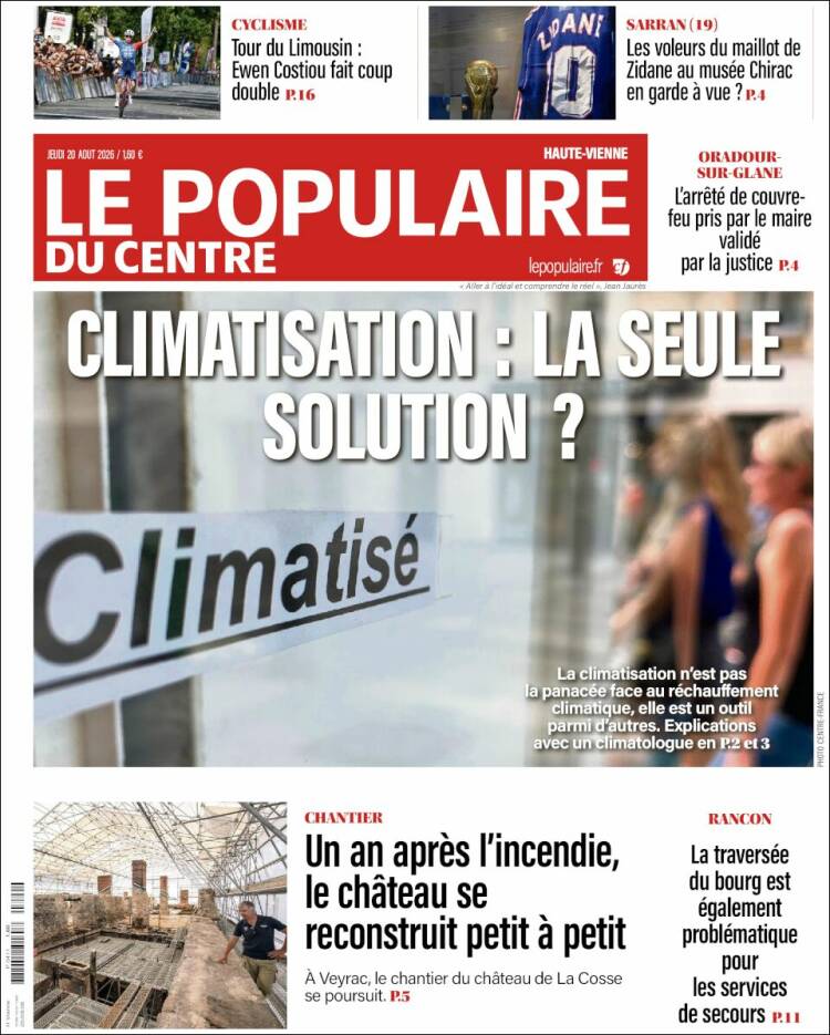 Portada de Le Populaire du Centre (Francia)