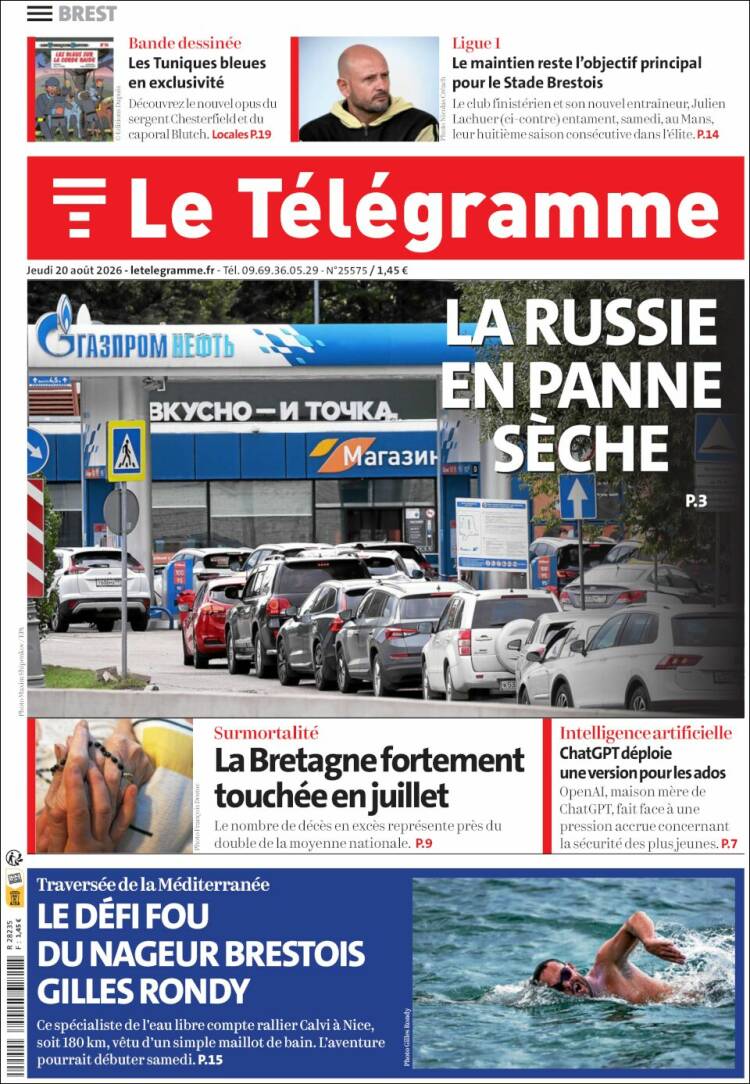 Portada de Télégramme (Francia)
