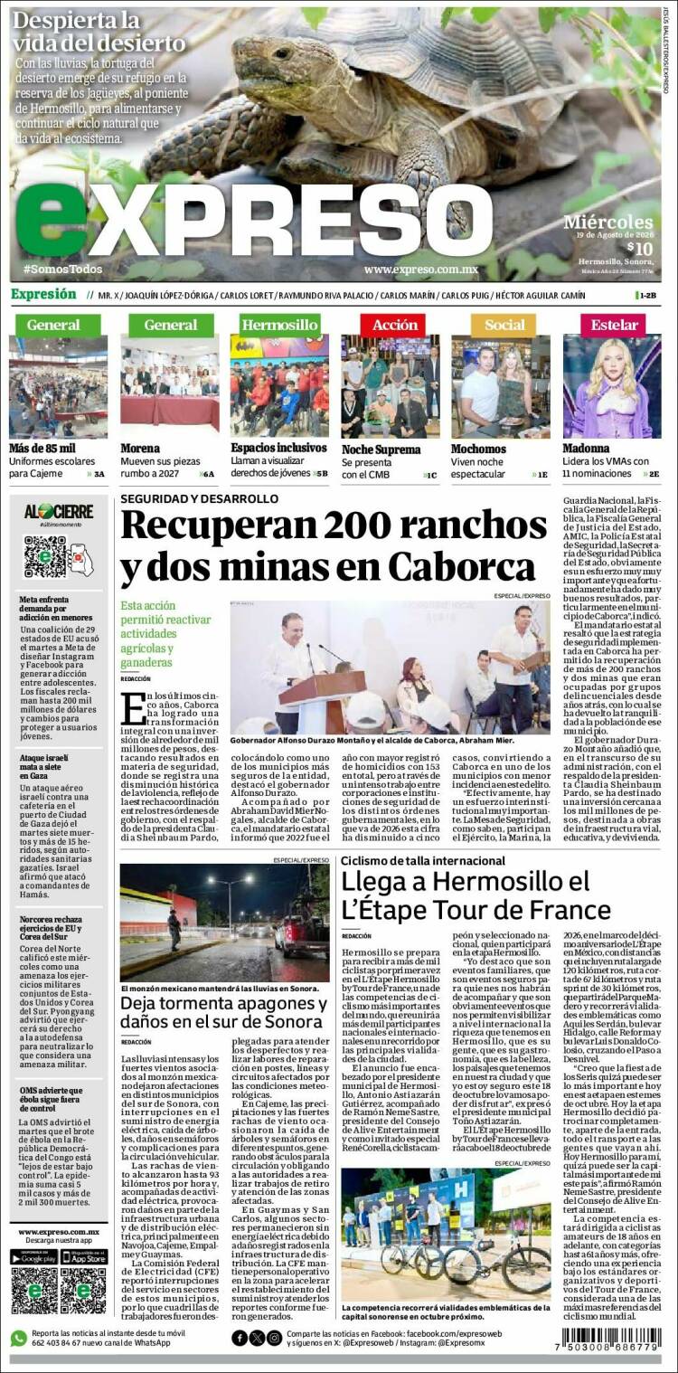 Portada de Expreso (M&eacute;xico)