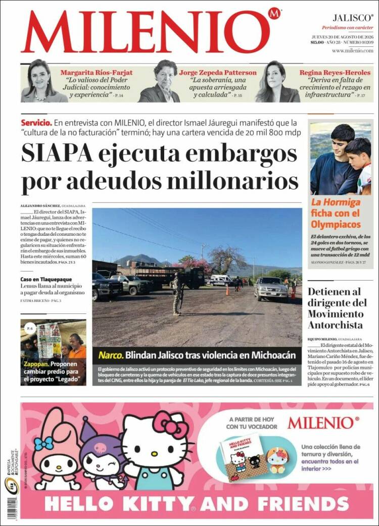 Portada de Milenio - Jalisco (M&eacute;xico)
