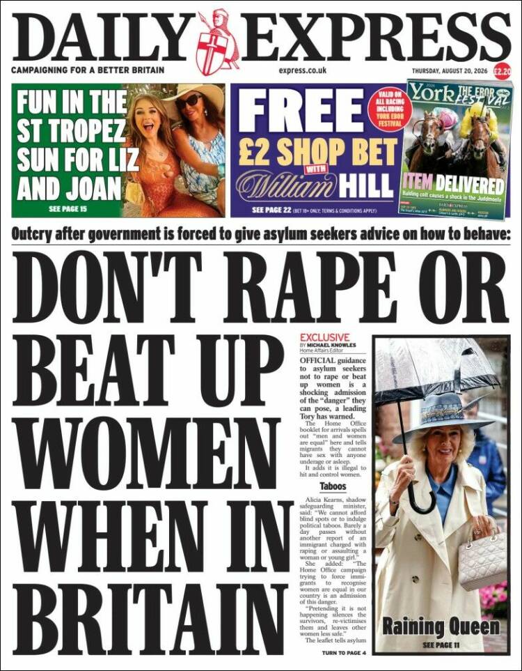 Portada de Daily Express (Reino Unido)