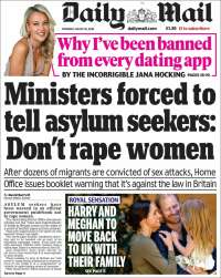 Portada de Daily Mail (Reino Unido)