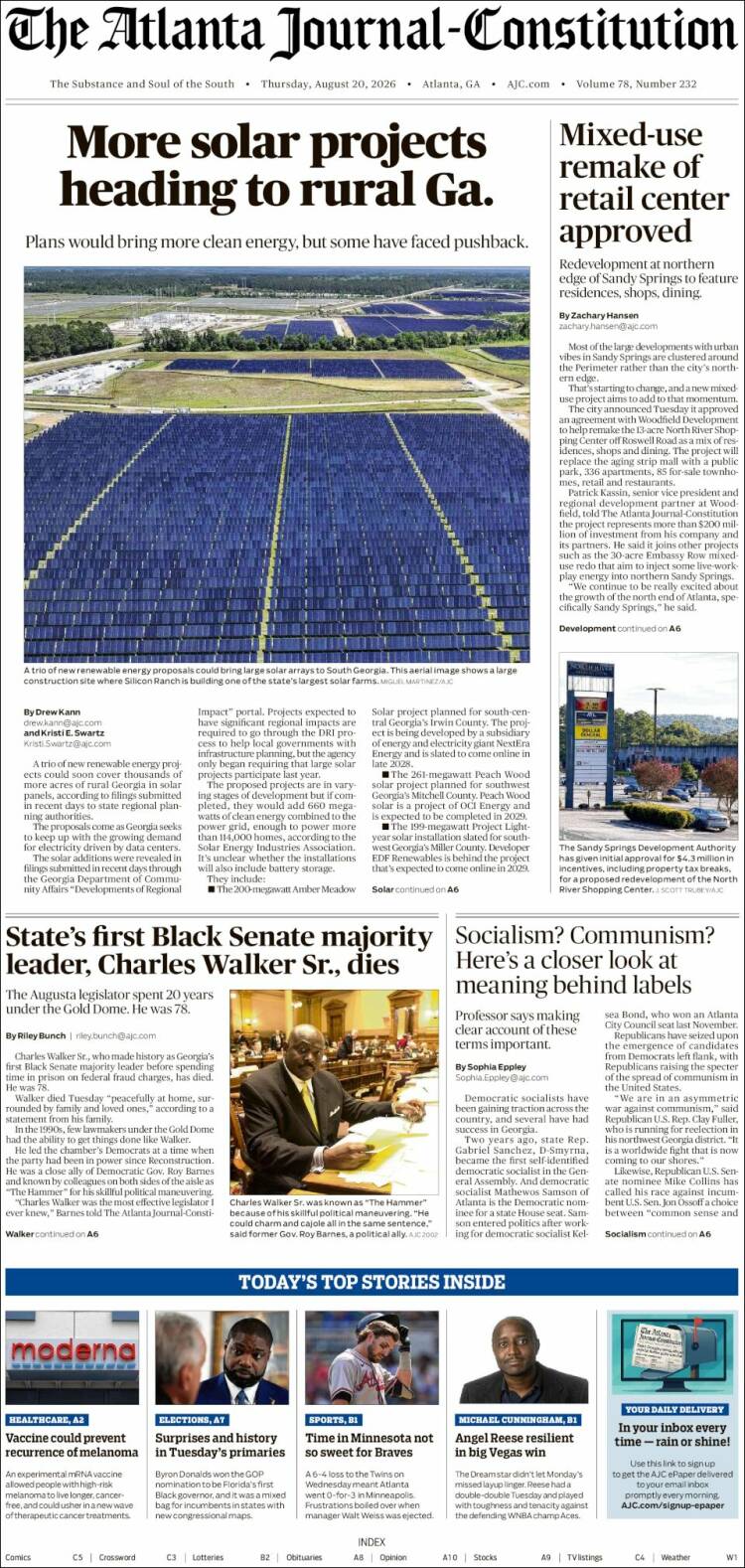 Portada de The Atlanta Journal-Constitution (USA)